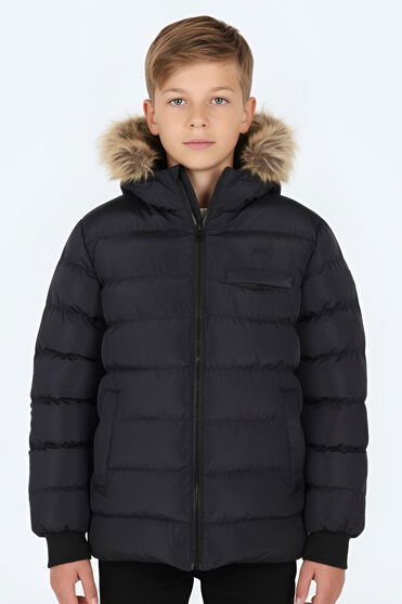 Slazenger CALISTO NEW Unisex Çocuk Kapüşonlu Şişme Lacivert Mont & Kaban