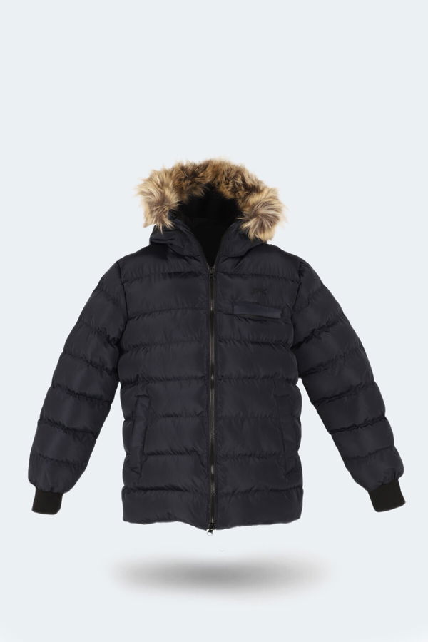 Slazenger CALISTO NEW Çocuk Kapüşonlu Şişme Lacivert Mont & Kaban