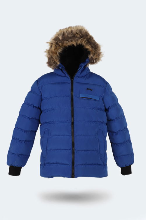 Slazenger CALISTO NEW Çocuk Kapüşonlu Şişme Saks Mavi Mont & Kaban