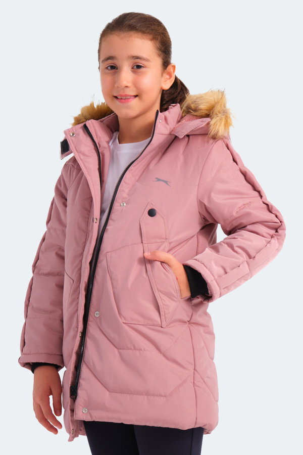 Slazenger CAMRON Kız Çocuk Kapüşonlu Şişme Pudra Mont & Kaban