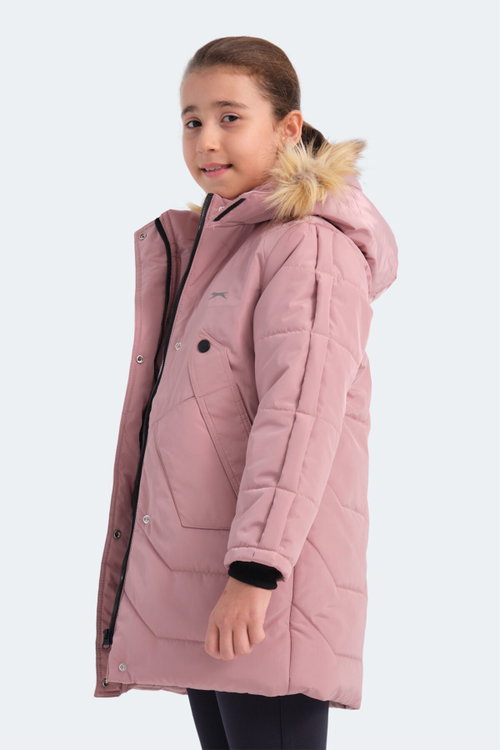 Slazenger CAMRON Kız Çocuk Kapüşonlu Şişme Pudra Mont & Kaban