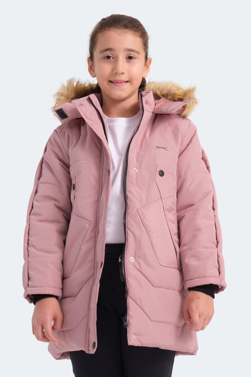 Slazenger CAMRON Kız Çocuk Kapüşonlu Şişme Pudra Mont & Kaban
