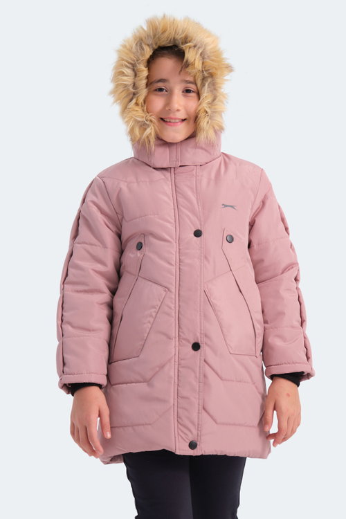 Slazenger CAMRON Kız Çocuk Kapüşonlu Şişme Pudra Mont & Kaban