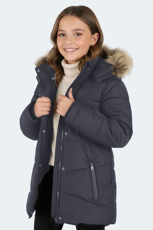 Slazenger CANDY NEW Çocuk Kapüşonlu Lacivert Mont & Kaban