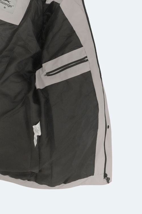 Slazenger GAFAR Büyük Beden Erkek Kapüşonlu Şişme Bej Mont & Kaban