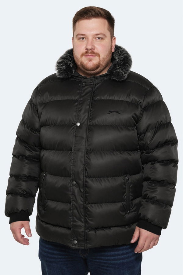 Slazenger HARSHALL Büyük Beden Erkek Mont & Kaban Siyah