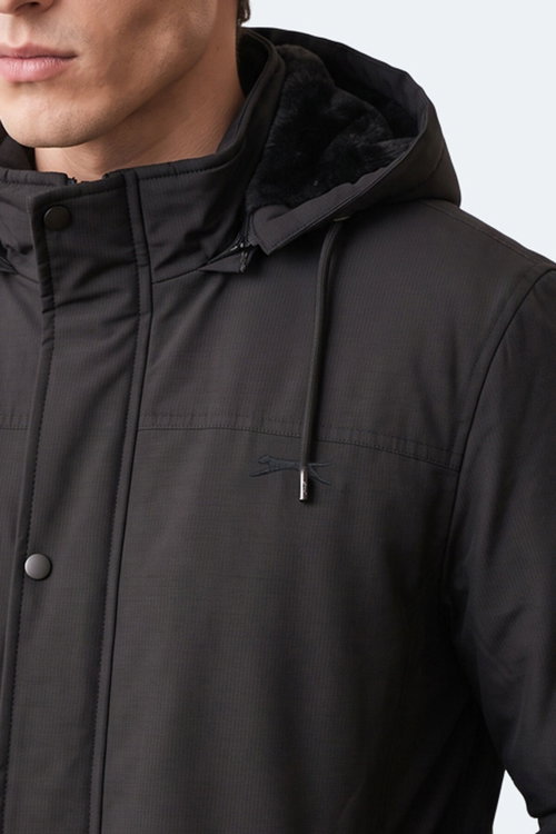 Slazenger HEAVEN Erkek Kapüşonlu Siyah Mont & Kaban
