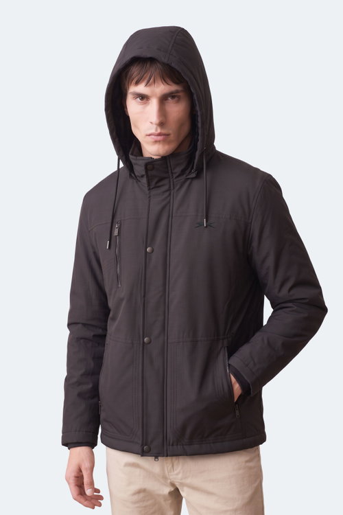 Slazenger HEAVEN Erkek Kapüşonlu Siyah Mont & Kaban