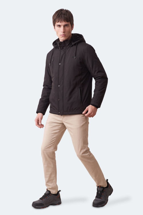 Slazenger HEAVEN Erkek Kapüşonlu Siyah Mont & Kaban