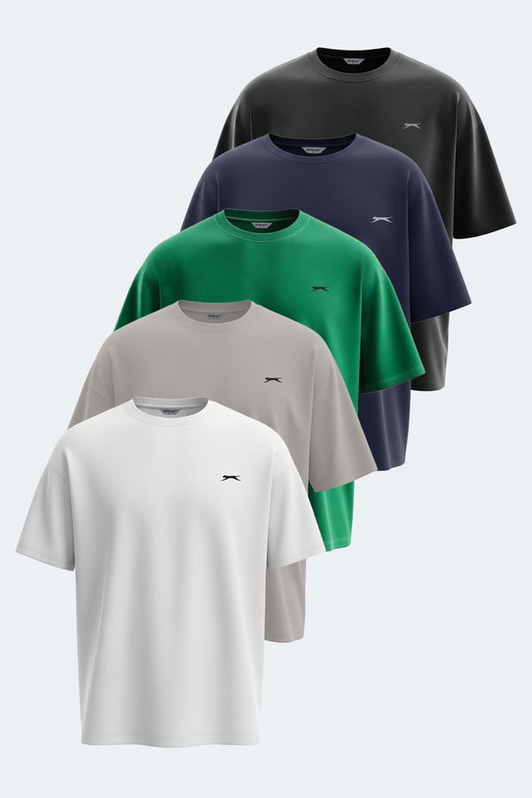 Slazenger KAISER Erkek Tişört Beyaz - Siyah - Taş Gri - Lacivert - Koyu Yeşil