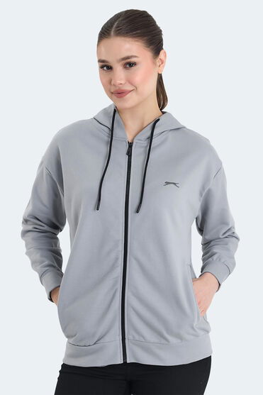 Slazenger KATHLEENA IN Kadın Oversıze Gri Sweatshırt