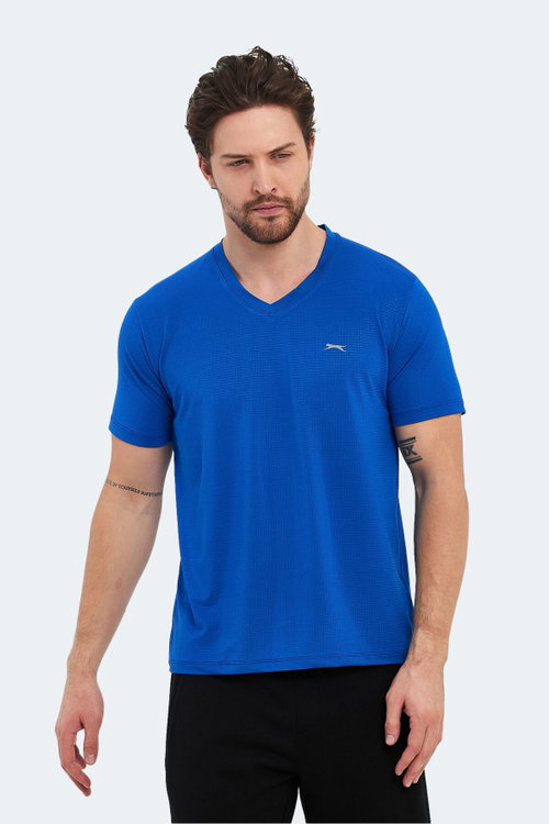 Slazenger KATRIINA Erkek V Yaka Saks Mavi Tişört