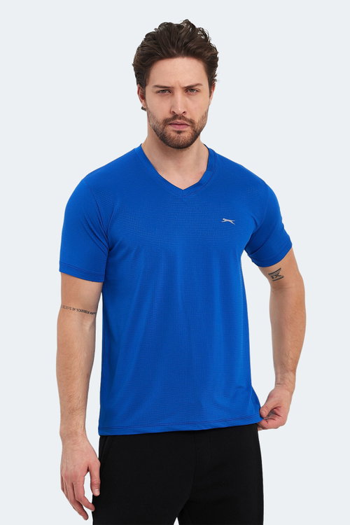 Slazenger KATRIINA Erkek V Yaka Saks Mavi Tişört
