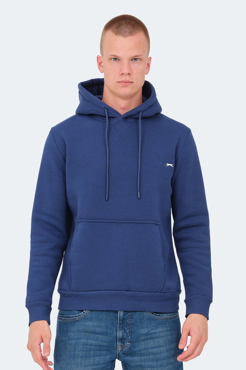 Slazenger KEV I Erkek Kapüşonlu Cepli Indigo Sweatshırt