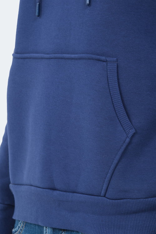 Slazenger KEV I Erkek Kapüşonlu Cepli Indigo Sweatshırt