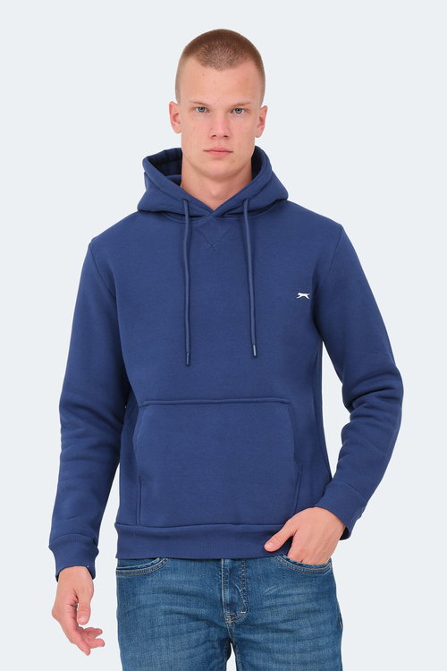 Slazenger KEV I Erkek Kapüşonlu Cepli Indigo Sweatshırt