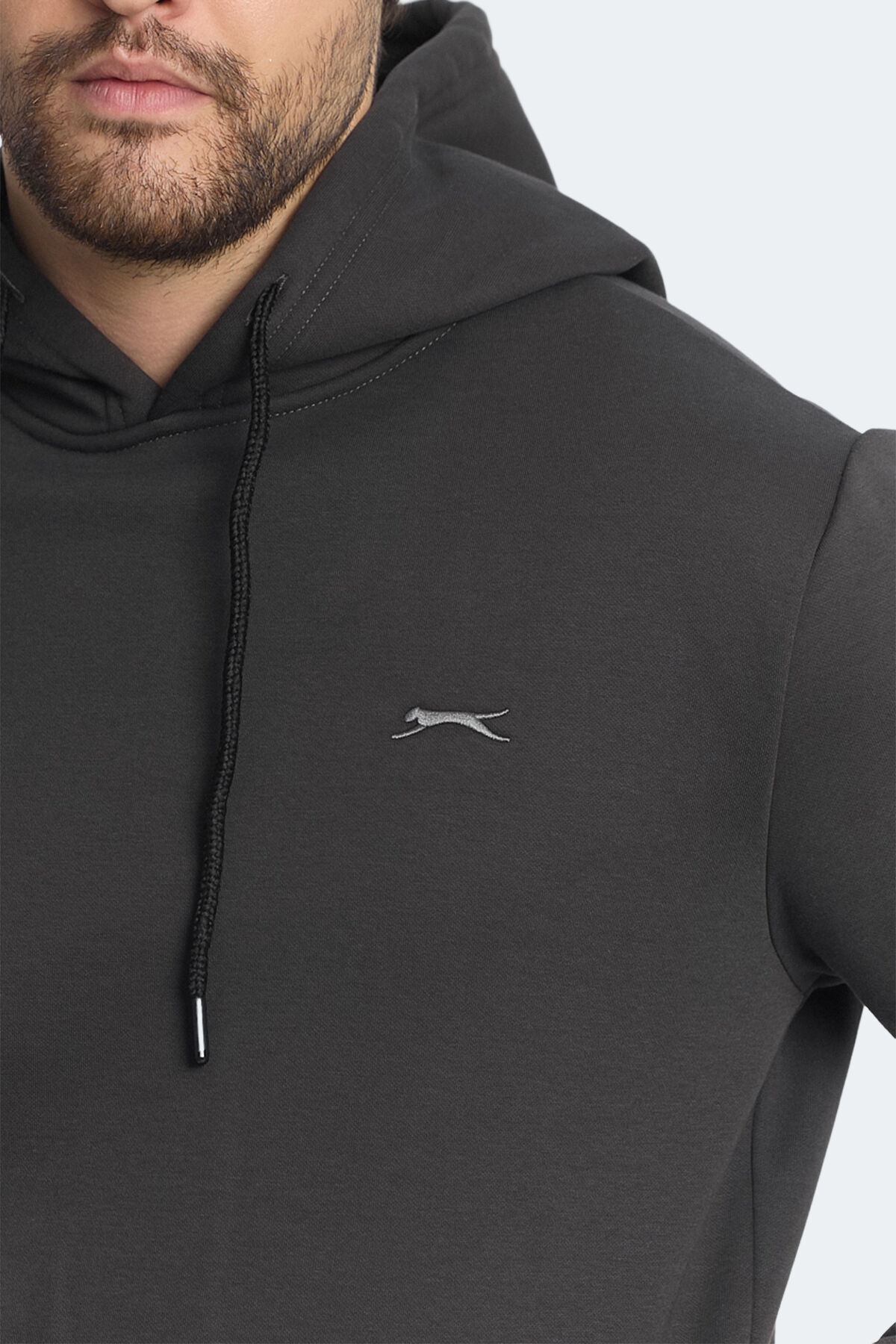 Slazenger KICKSON IN Erkek Kapüşonlu Cepli Antrasit Sweatshırt - Thumbnail