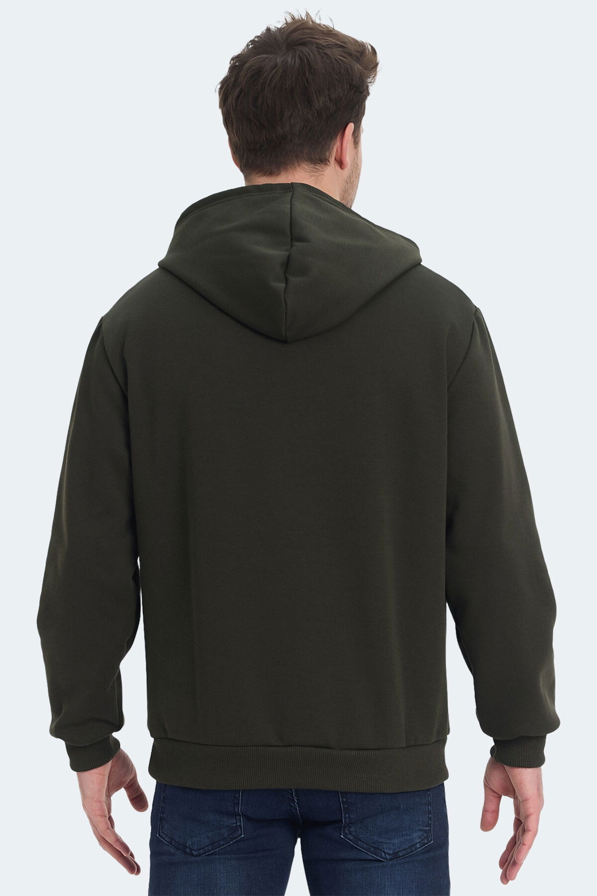 Slazenger KICKSON IN Erkek Kapüşonlu Cepli Haki Sweatshırt - Thumbnail