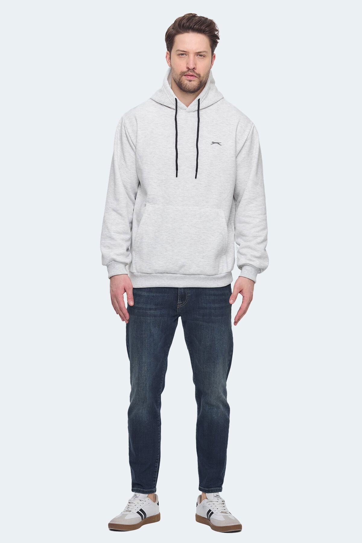 Slazenger KICKSON IN Erkek Kapüşonlu Cepli Koyu Gri Sweatshırt - Thumbnail