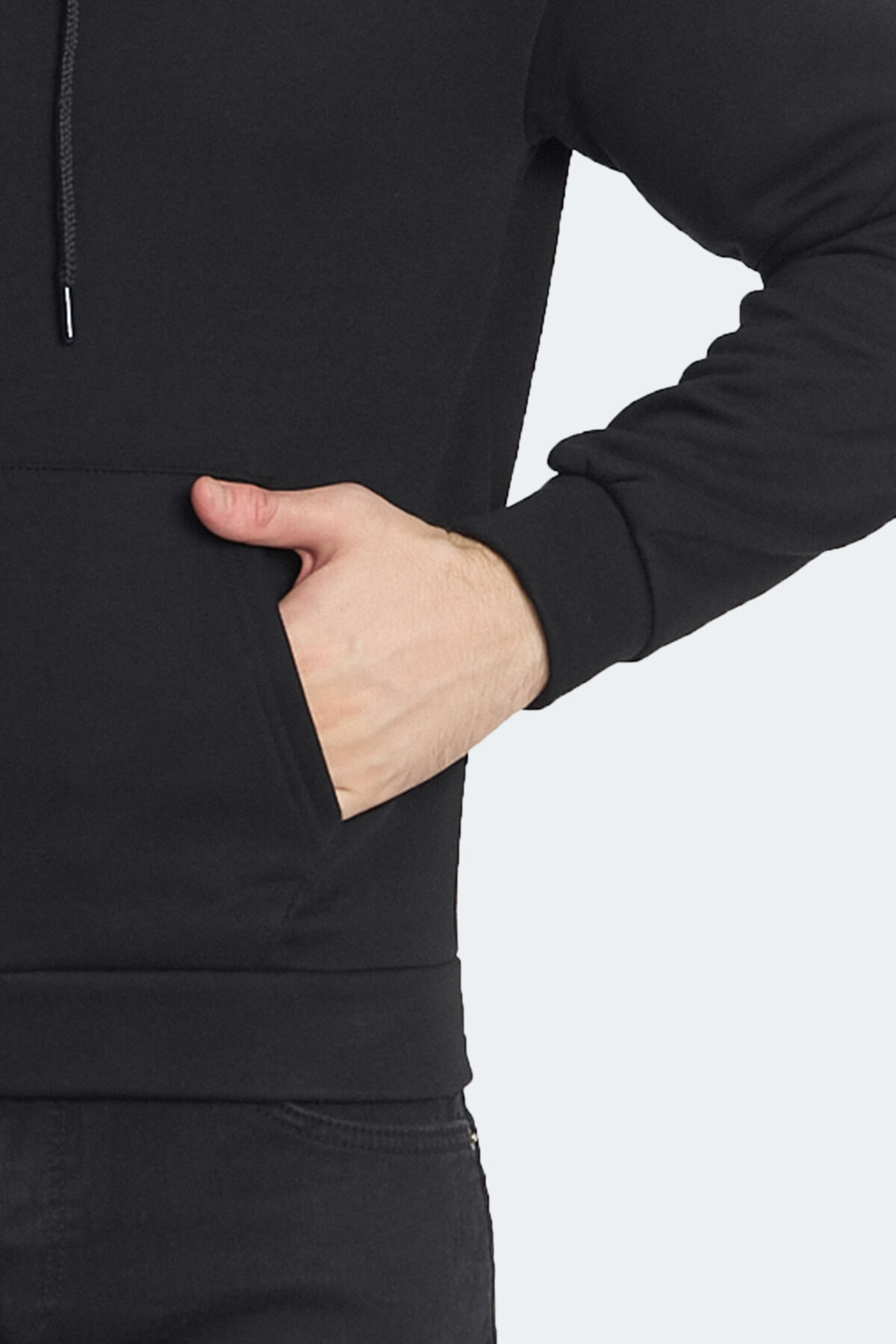 Slazenger KICKSON IN Erkek Kapüşonlu Cepli Siyah Sweatshırt - Thumbnail