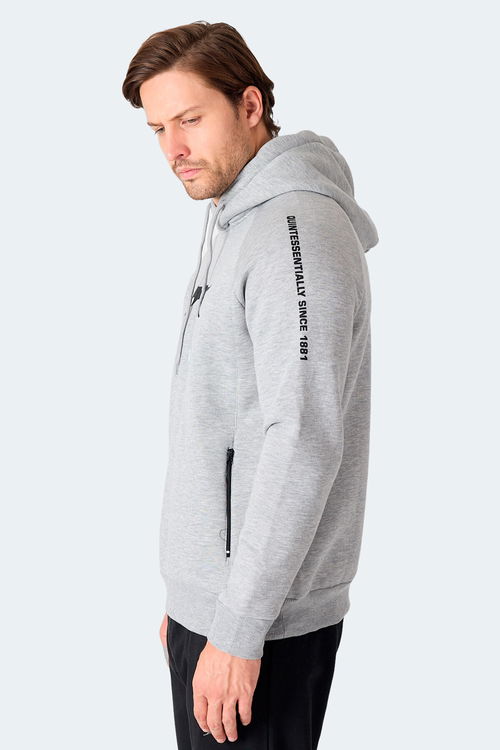 Slazenger KNIFE I Erkek Kapüşonlu Cepli Gri Sweatshirt