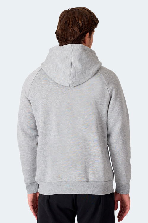 Slazenger KNIFE I Erkek Kapüşonlu Cepli Gri Sweatshirt