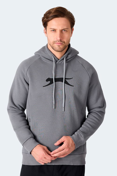 Slazenger KNIFE I Erkek Kapüşonlu Cepli Koyu Gri Sweatshirt