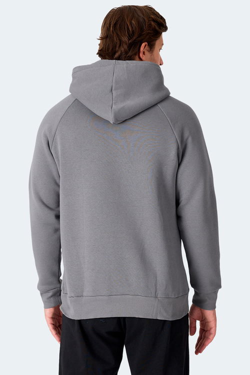 Slazenger KNIFE I Erkek Kapüşonlu Cepli Koyu Gri Sweatshirt