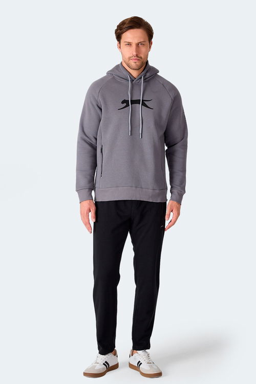 Slazenger KNIFE I Erkek Kapüşonlu Cepli Koyu Gri Sweatshirt