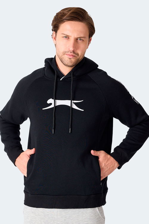 Slazenger KNIFE I Erkek Kapüşonlu Cepli Siyah Sweatshirt
