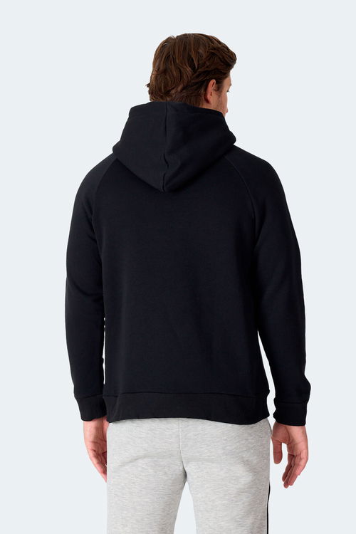 Slazenger KNIFE I Erkek Kapüşonlu Cepli Siyah Sweatshirt