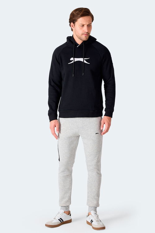 Slazenger KNIFE I Erkek Kapüşonlu Cepli Siyah Sweatshirt