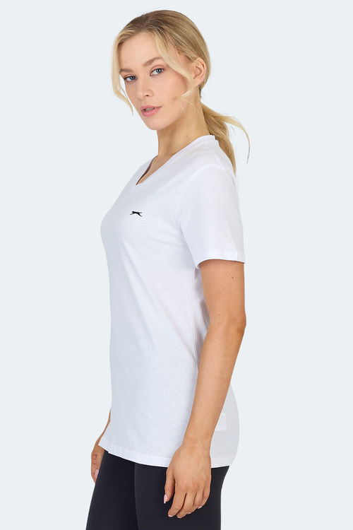 Slazenger KRISTEN I Kadın V Yaka Beyaz Tişört
