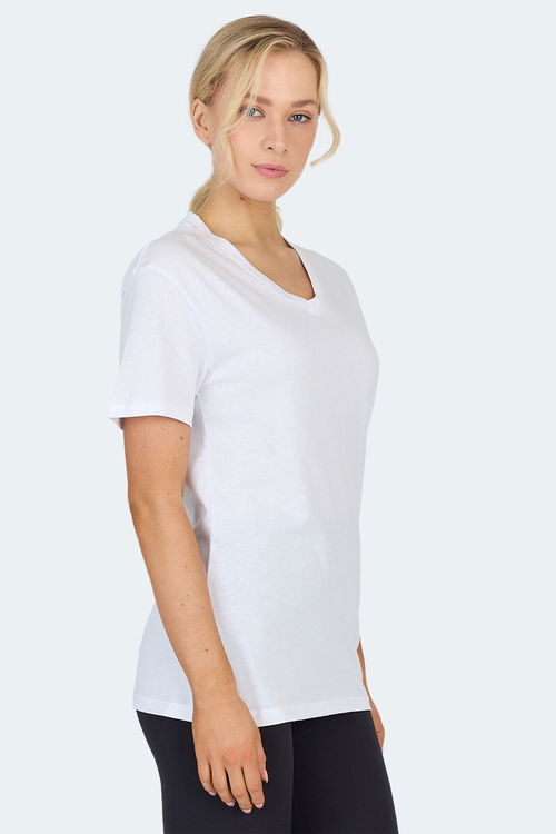 Slazenger KRISTEN I Kadın V Yaka Beyaz Tişört
