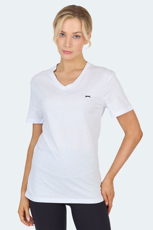 Slazenger KRISTEN I Kadın V Yaka Beyaz Tişört