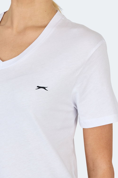 Slazenger KRISTEN I Kadın V Yaka Beyaz Tişört