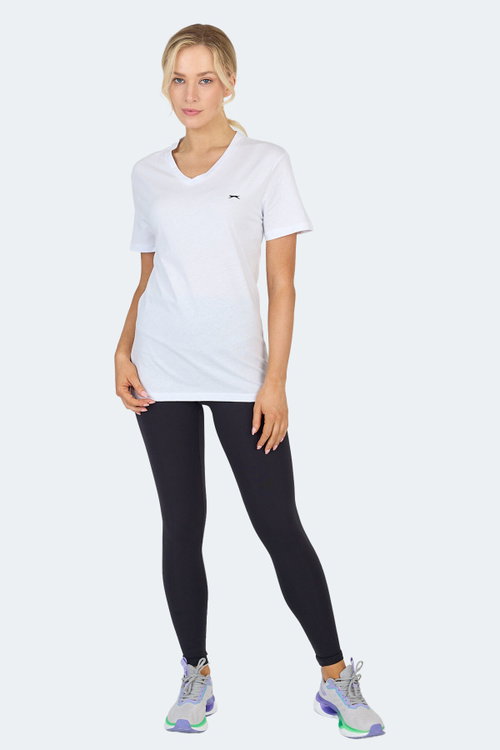 Slazenger KRISTEN I Kadın V Yaka Beyaz Tişört