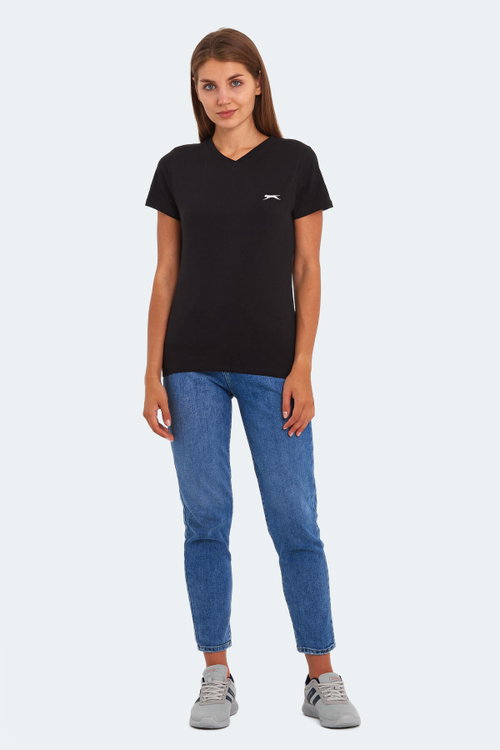 Slazenger KRISTEN I Kadın V Yaka Siyah Tişört