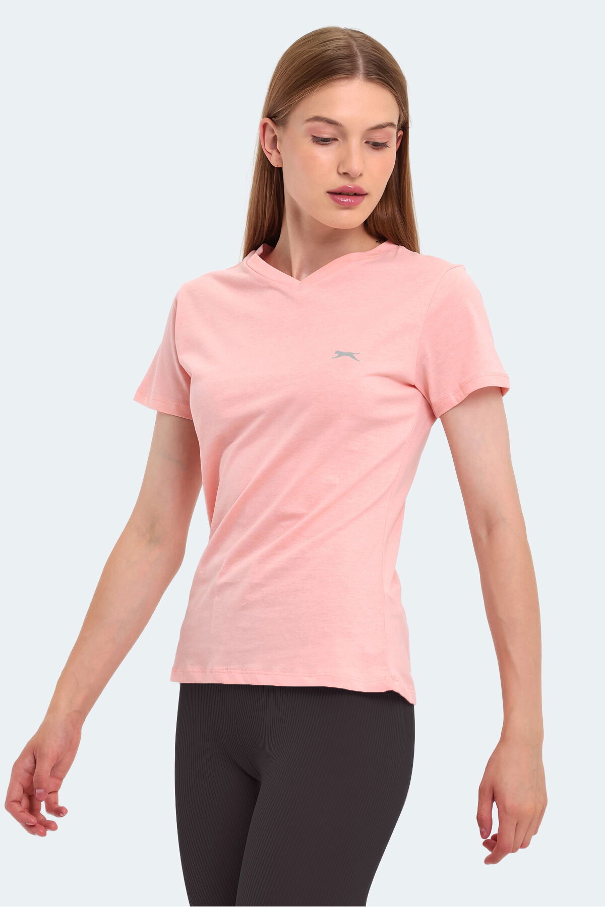 Slazenger KRISTEN I Kadın V Yaka Somon Tişört - Thumbnail