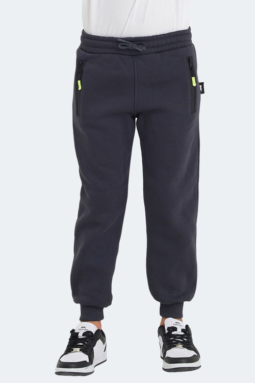 Slazenger LAMIS Unisex Çocuk Fermuar Cepli Koyu Gri Eşofman Altı