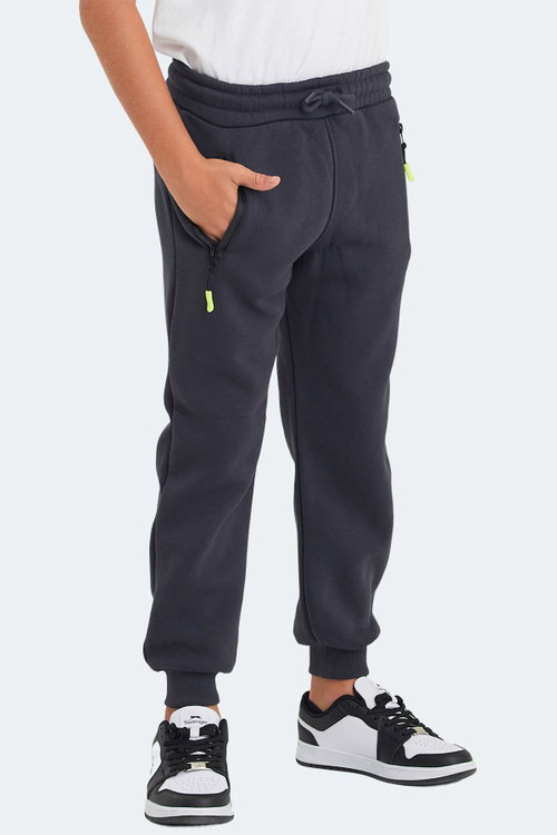 Slazenger LAMIS Unisex Çocuk Fermuar Cepli Koyu Gri Eşofman Altı