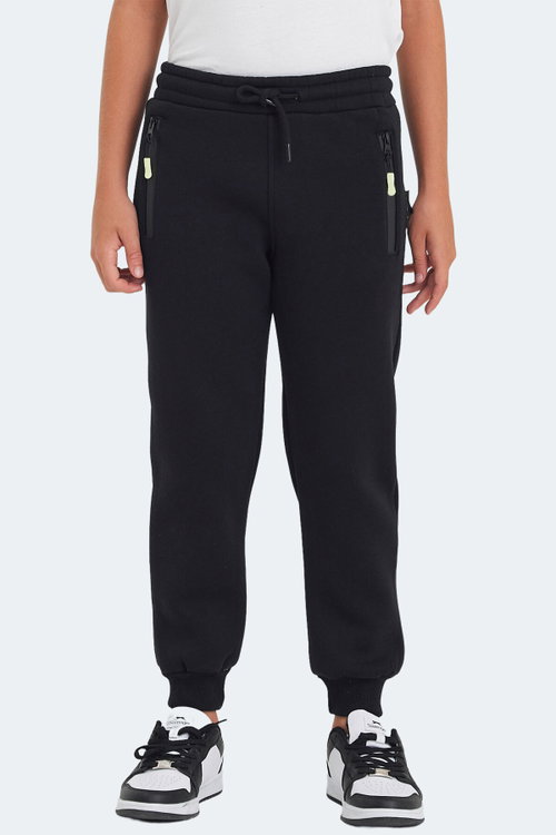 Slazenger LAMIS Unisex Çocuk Fermuar Cepli Siyah Eşofman Altı