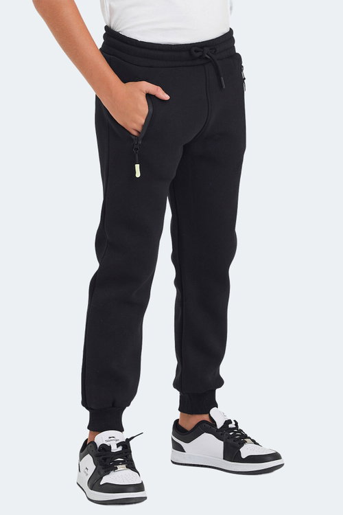Slazenger LAMIS Unisex Çocuk Fermuar Cepli Siyah Eşofman Altı