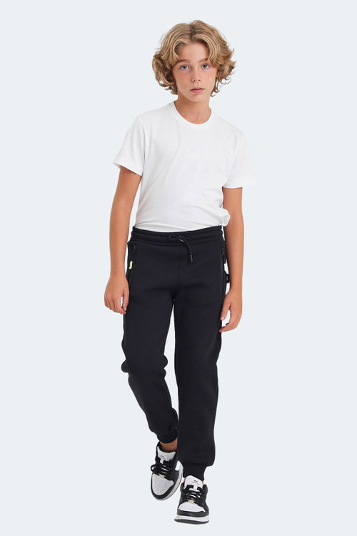 Slazenger LAMIS Unisex Çocuk Fermuar Cepli Siyah Eşofman Altı