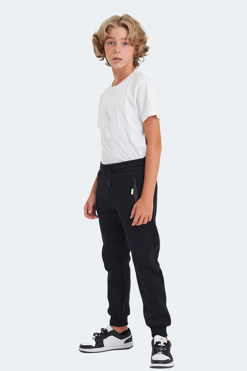 Slazenger LAMIS Unisex Çocuk Fermuar Cepli Siyah Eşofman Altı