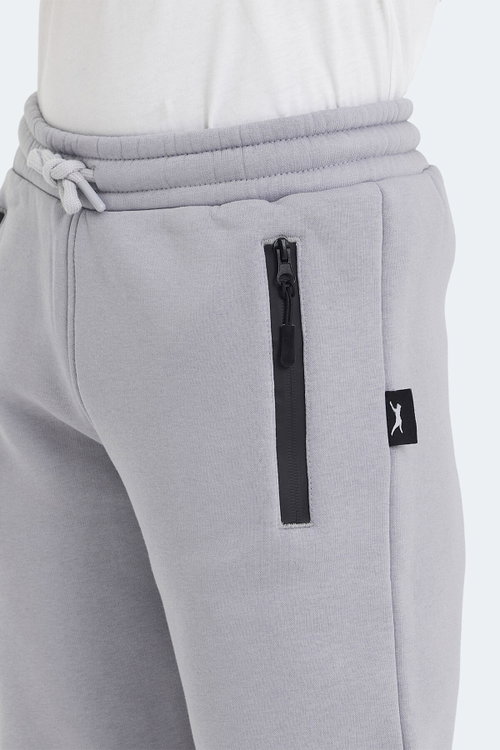 Slazenger LAMIS Unisex Çocuk Fermuar Cepli Taş Gri Eşofman Altı