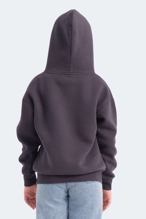 Slazenger LENE Unisex Çocuk Kapüşonlu Cepli Koyu Gri Sweatshırt