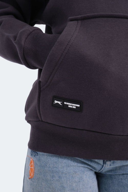 Slazenger LENE Unisex Çocuk Kapüşonlu Cepli Koyu Gri Sweatshırt