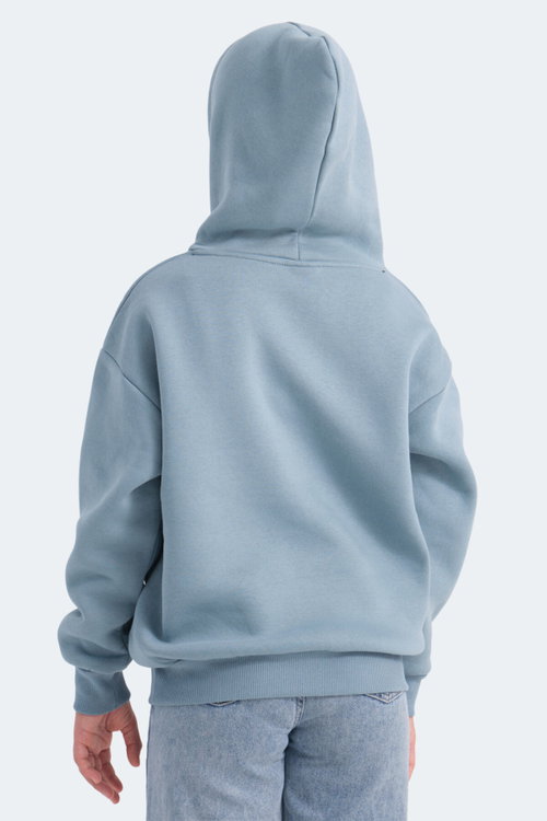 Slazenger LENE Unisex Çocuk Kapüşonlu Cepli Mavi Sweatshırt