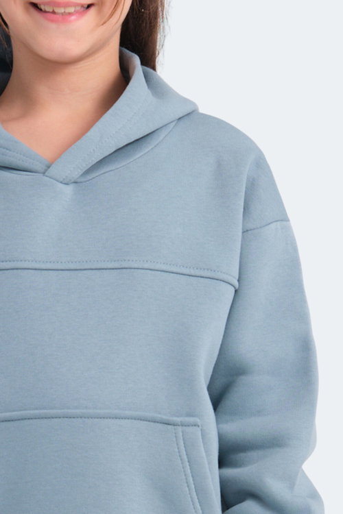 Slazenger LENE Unisex Çocuk Kapüşonlu Cepli Mavi Sweatshırt